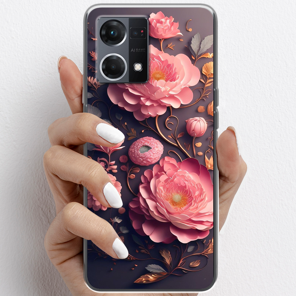 Ốp lưng cho Oppo Reno8, Reno8 Z nhựa TPU mẫu Hoa hồng