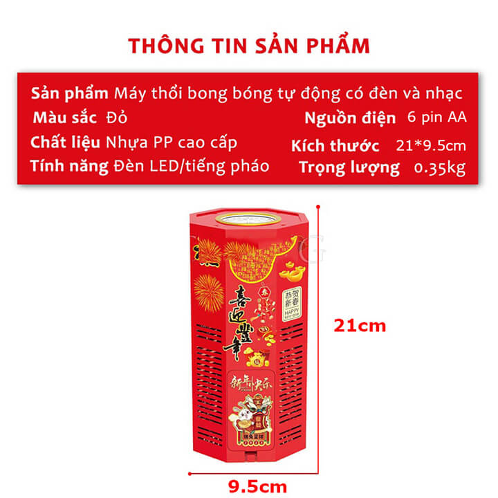 Máy Thổi Bong Bóng Xà Phòng Tự Động Có Đèn Led Kèm Nhạc, Máy Tạo Bong Bóng Trang Trí Vui Nhộn Đón Tết