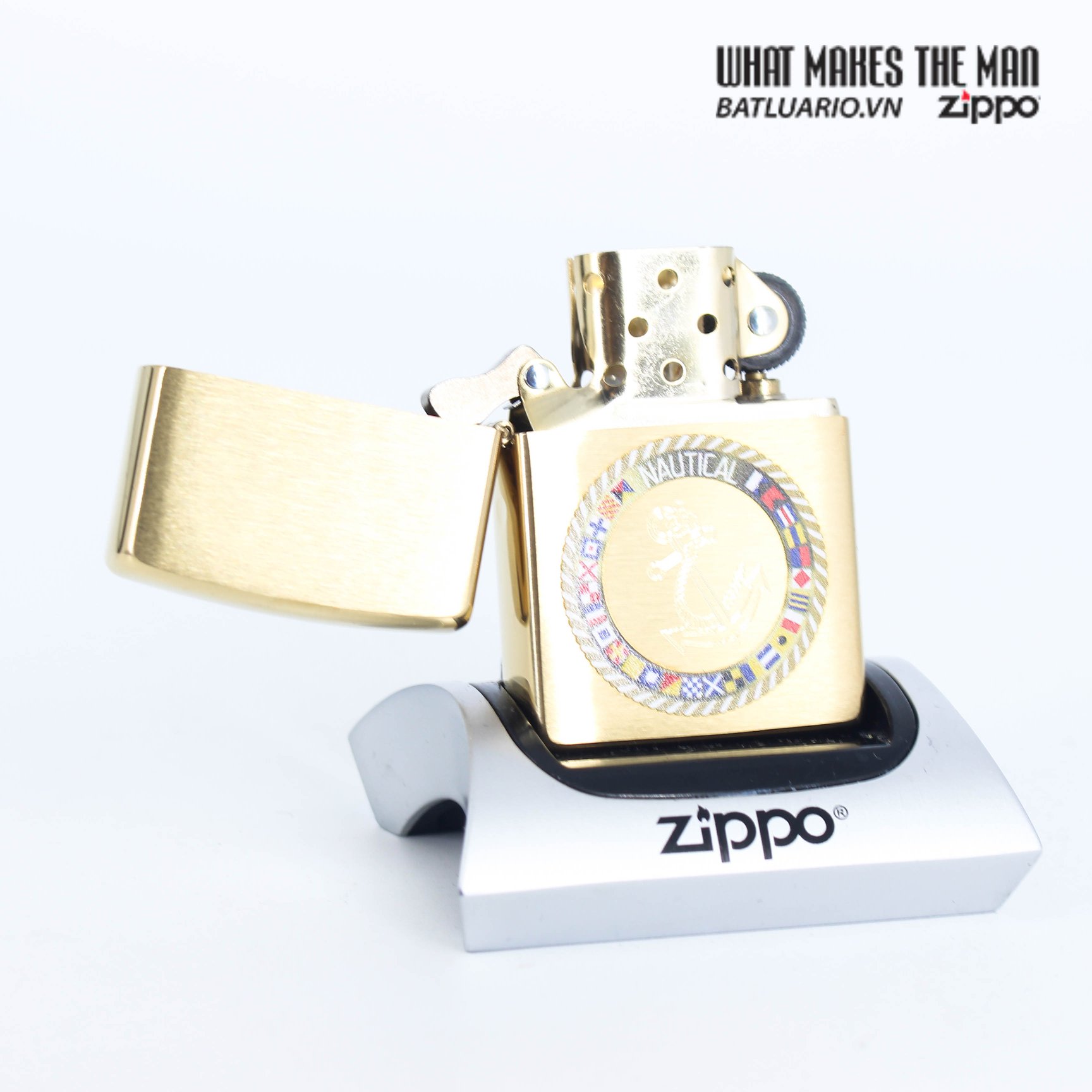 Bật Lửa Zippo 49128 – Zippo Nautical Flags Design Brushed Brass