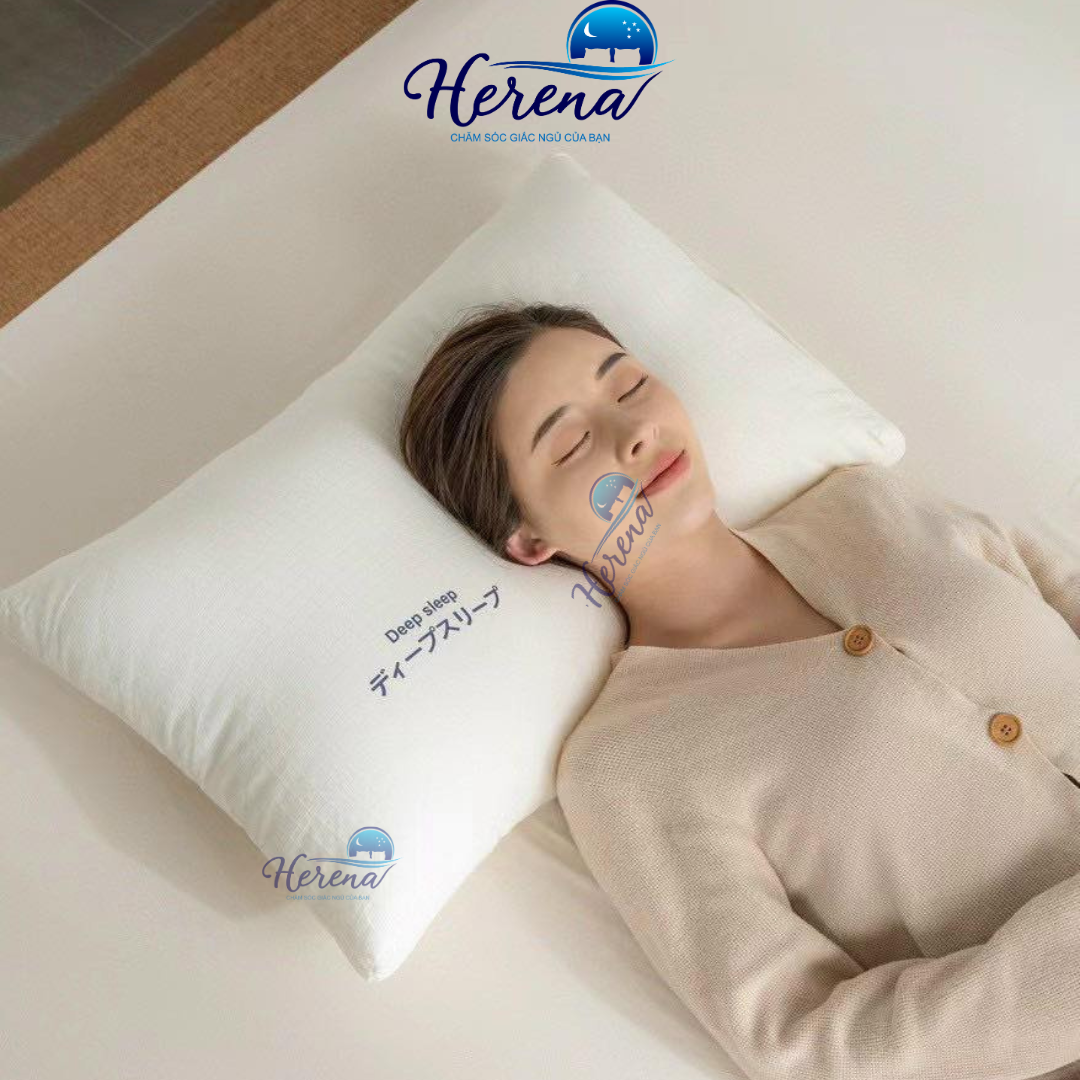 Ruột Gối Lông Vũ Cao Cấp HERENA Gối bông hơi nằm ngủ chống đau cổ vai gáy kích thước 50x70 cm