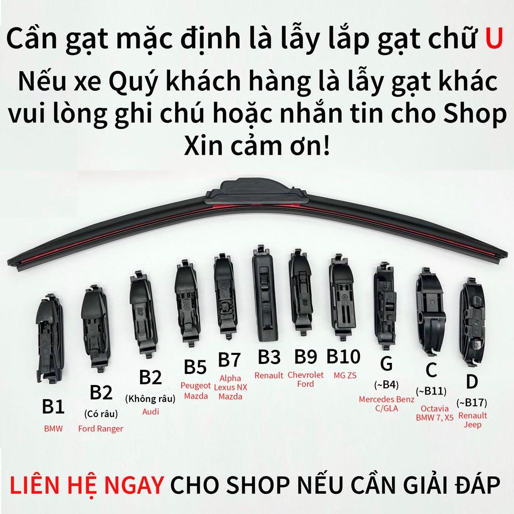 1 Cặp gạt mưa khung mềm,khung xương sắt lưỡi silicon cao cấp thanh chổi cần gạt kính nước mưa xe hơi, ô tô