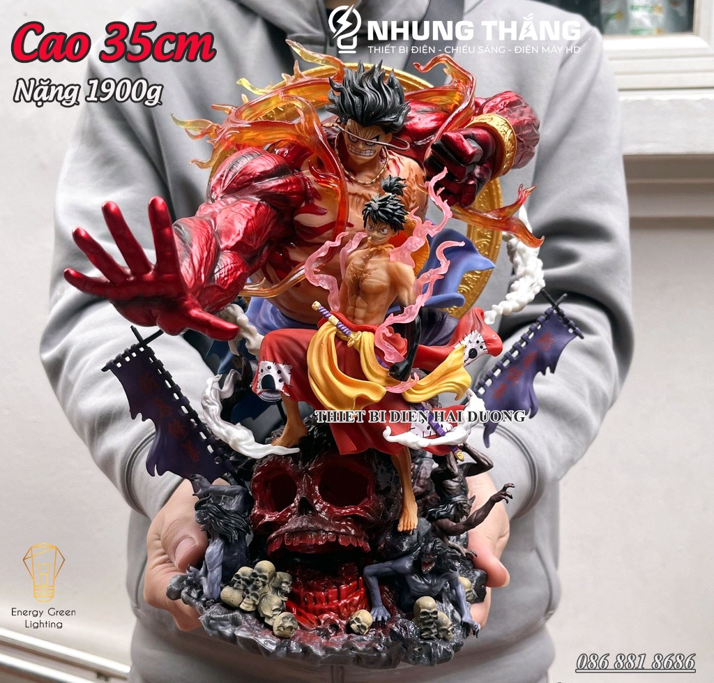 Mô Hình One Piece Monkey D Luffy Gear 4 Cao Cấp OP-001 - Có Đèn LED - Chiến Đấu Thần Fudo Kaido - 2 Đầu Thế - CÓ VIDEO
