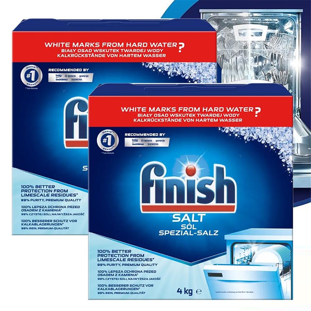 Combo 2 hộp muối rửa bát Finish nhập khẩu Châu Âu Dishwasher Salt 4kg (2x4kg)