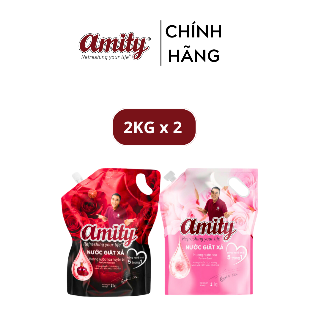 Combo 2 Túi Nước giặt xả hương nước hoa Amity 2kg/túi Làm Sạch