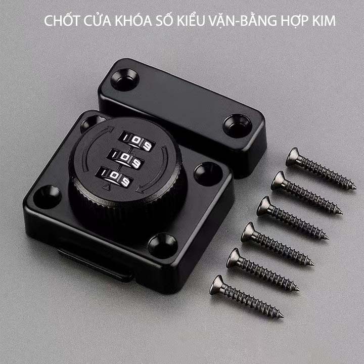 Chốt cửa khóa số kiểu vặn với 3 mã số có thể thay đổi được, bằng hợp kim chắc chắn