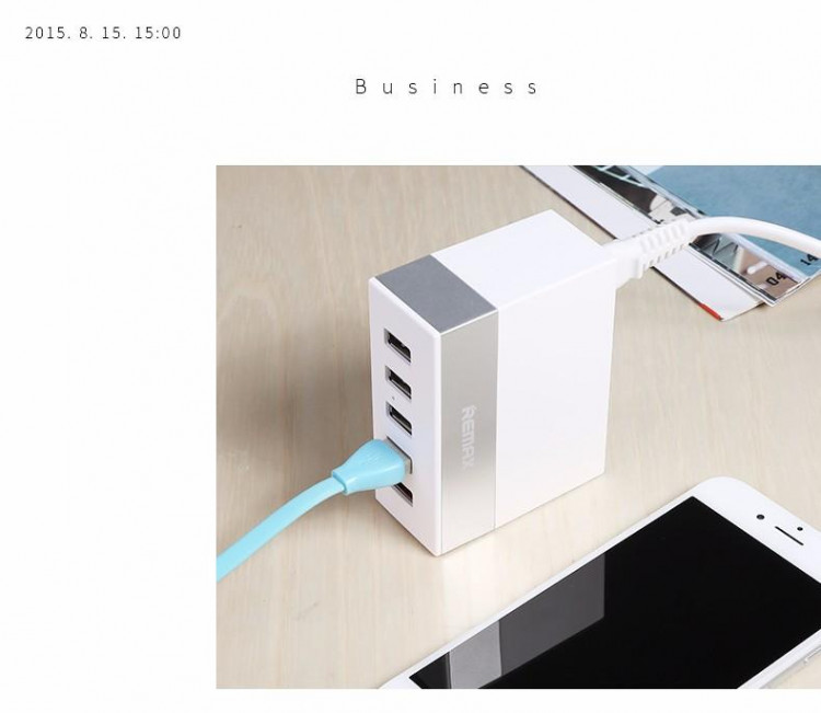 Kết quả hình ảnh cho Adapter Sạc 5 Cá»ng USB Remax RU - U1