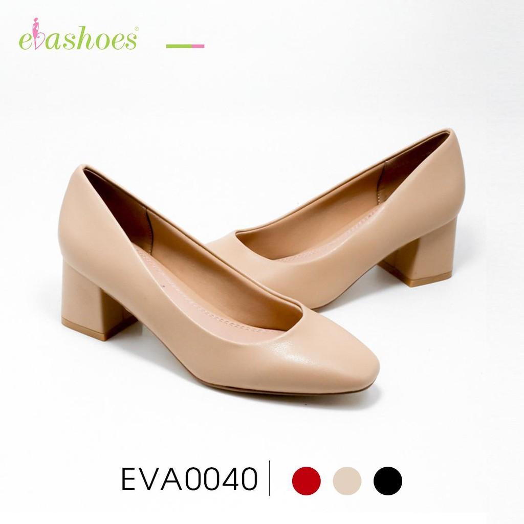 Giày Mũi Vuông Đế Vuông Da PU 5cm Evashoes - Eva0040