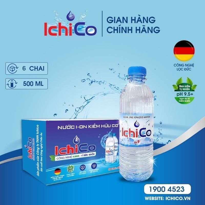 Nước kiềm Ichico Ph 9.5+ (6 chai 500ml)