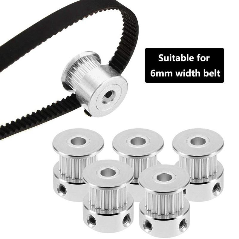 Set 5 Bánh Xe Ròng Rọc Gt2 16 Răng 5mm Bằng Nhôm Kèm 1 Chìa Khóa Lục Giác 6mm