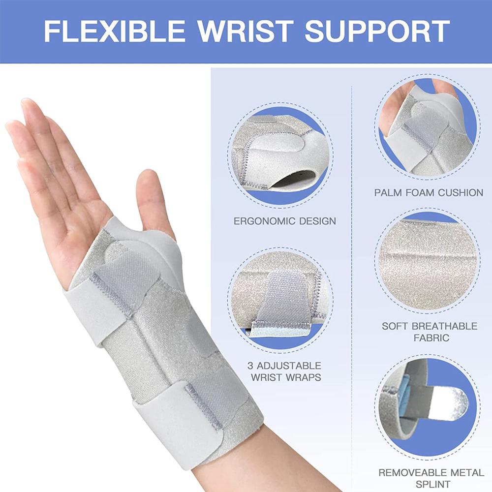 1 Chiếc Nẹp Cổ Tay Ống Cổ Tay Bảo Vệ Cổ Tay Hỗ Trợ Tay Nẹp Lòng Bàn Tay Bọc Cổ Tay Chấn Thương Gãy Cố Định Chỉnh Hình Dây Đeo Tay Color: Gray - Left Size: M