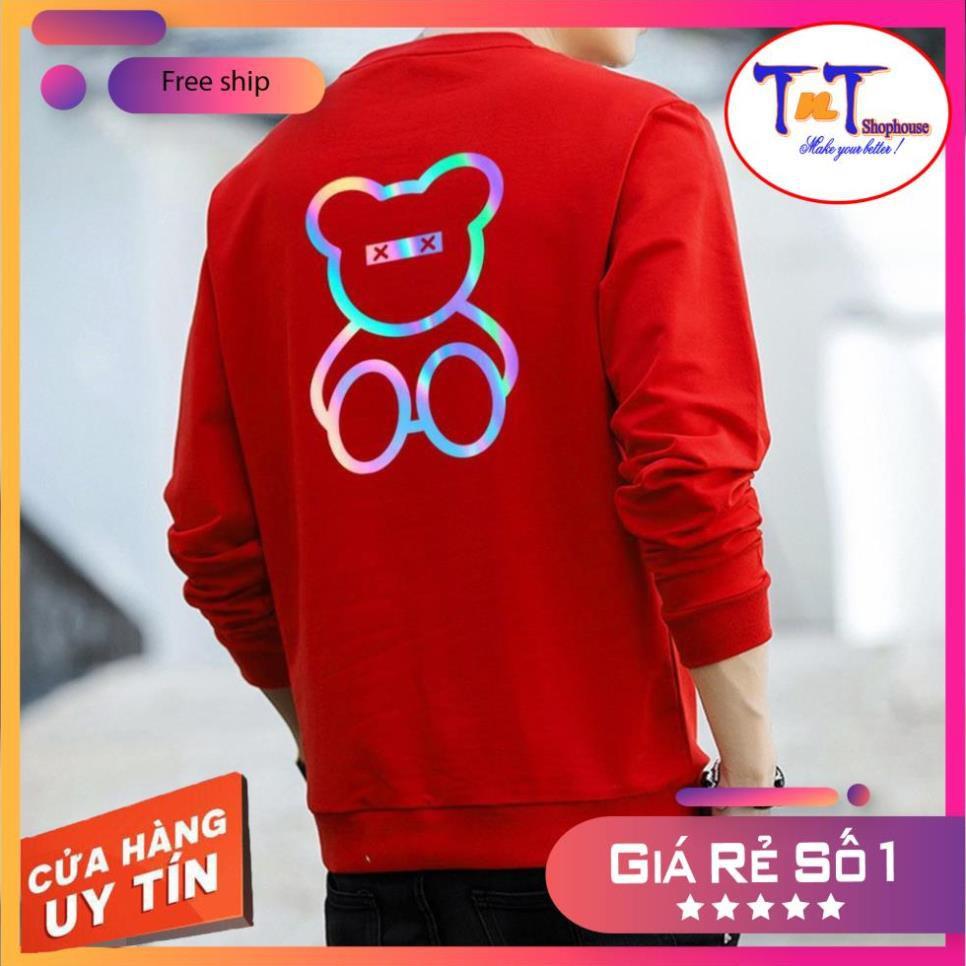 AS85 Áo Sweater Gấu XX Phản Quang Áo Nỉ Dài Tay Unisex Nam Nữ Freesize thời trang, cá tính năng động