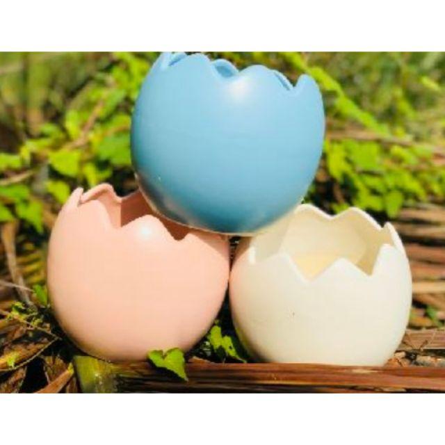 Chậu trồng cây hình trứng trồng cây siêu cute, đáng yêu , chậu sứ Bát Tràng cao cấp
