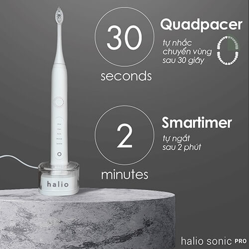 Combo Bàn Chải Điện Halio Toothbrush PRO White Và Set 7 Miếng Dán Trắng Răng An Toàn Ít Ê Buốt