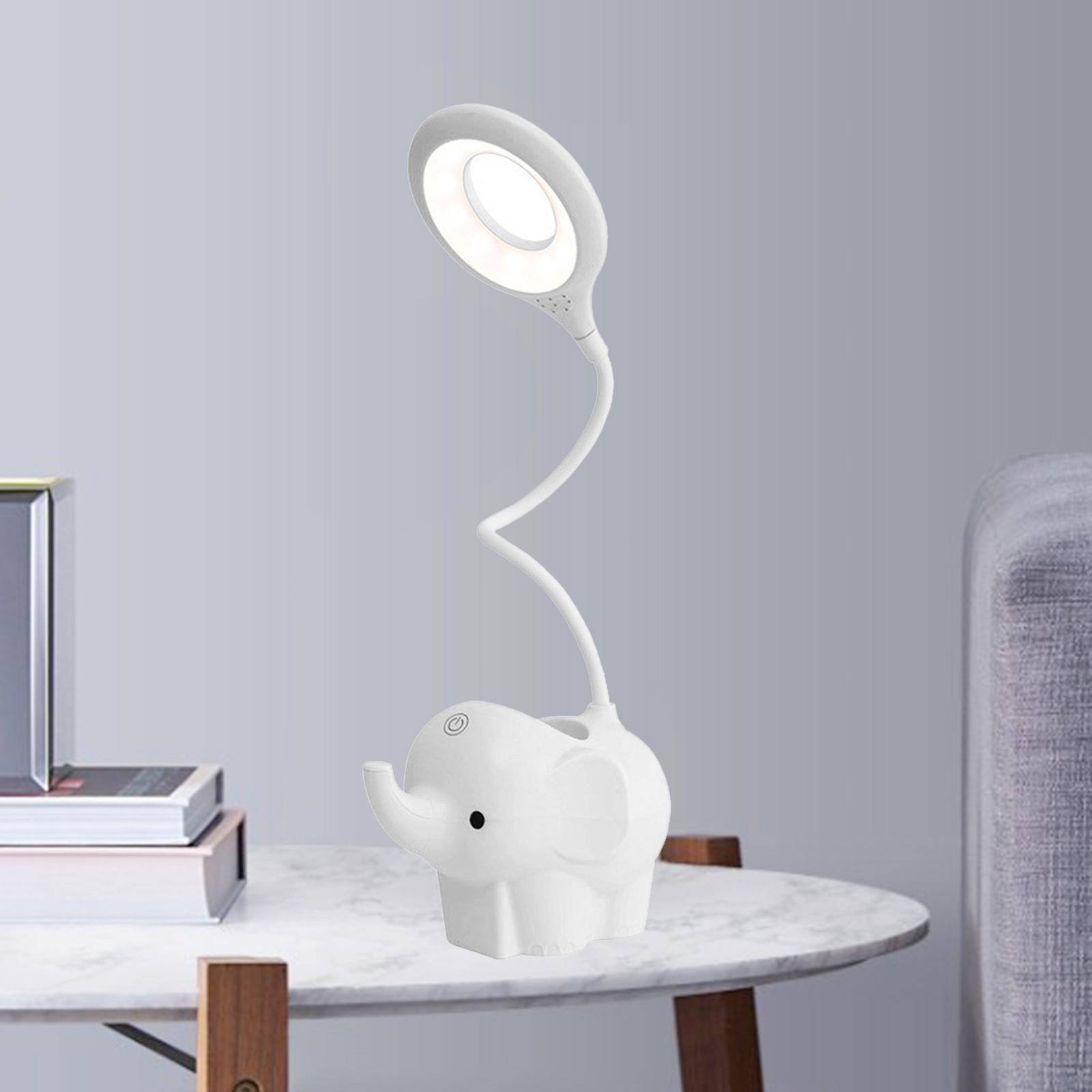 Rechargeable Elephant LED Desk Lamp 2x White Night Light