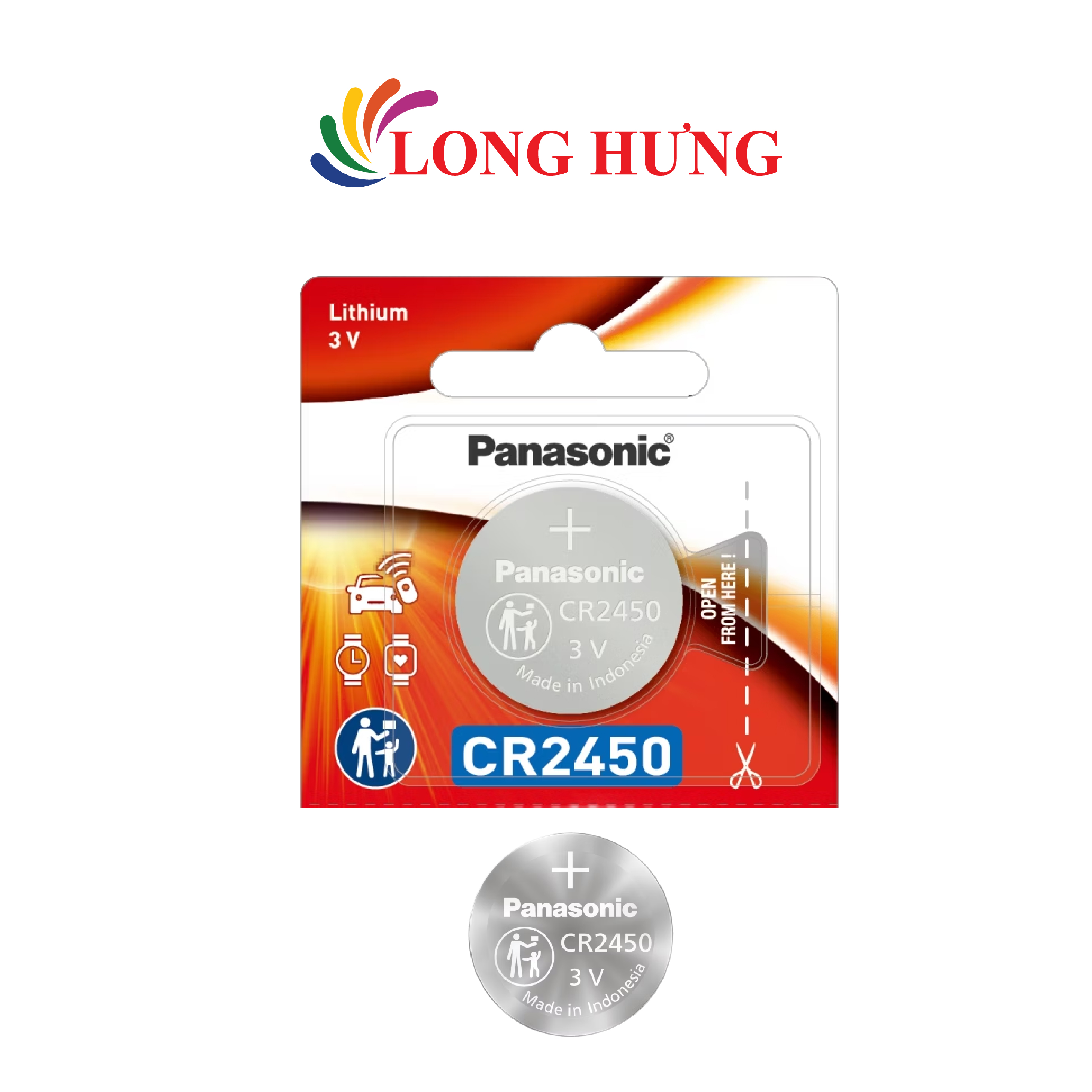 Pin nút Panasonic 3V CR-2450/5BE (1 viên/3 viên/5 viên/10 viên/50 viên) - Hàng chính hãng