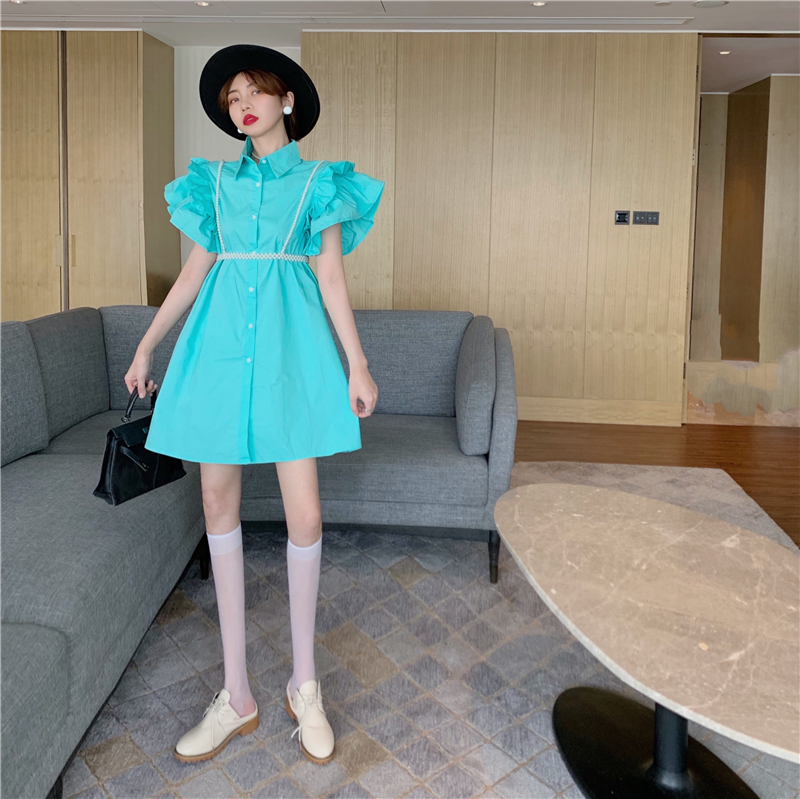 Đầm sơ mi tay bèo cực sang