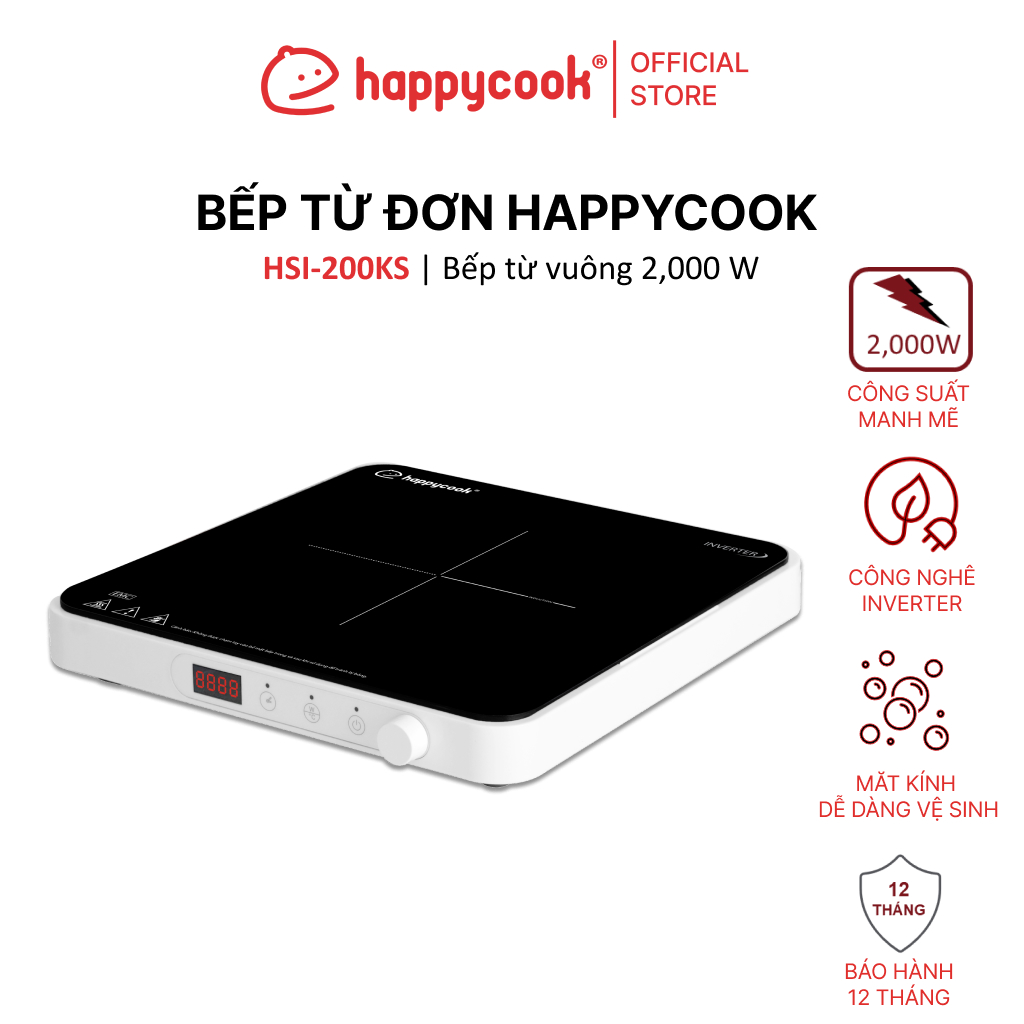 Bếp từ đơn inverter HAPPYCOOK, HSI-200KS - Hàng Chính Hãng