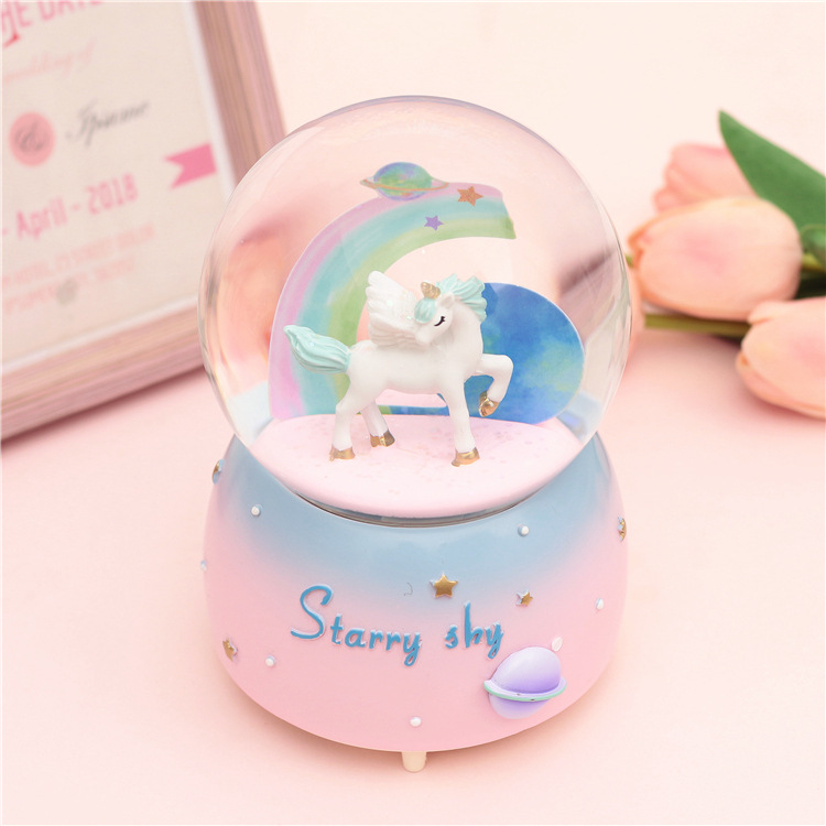 Quả Cẩu Tuyết Thủy Tinh Ngựa Pony Starry Sky Phát Nhạc