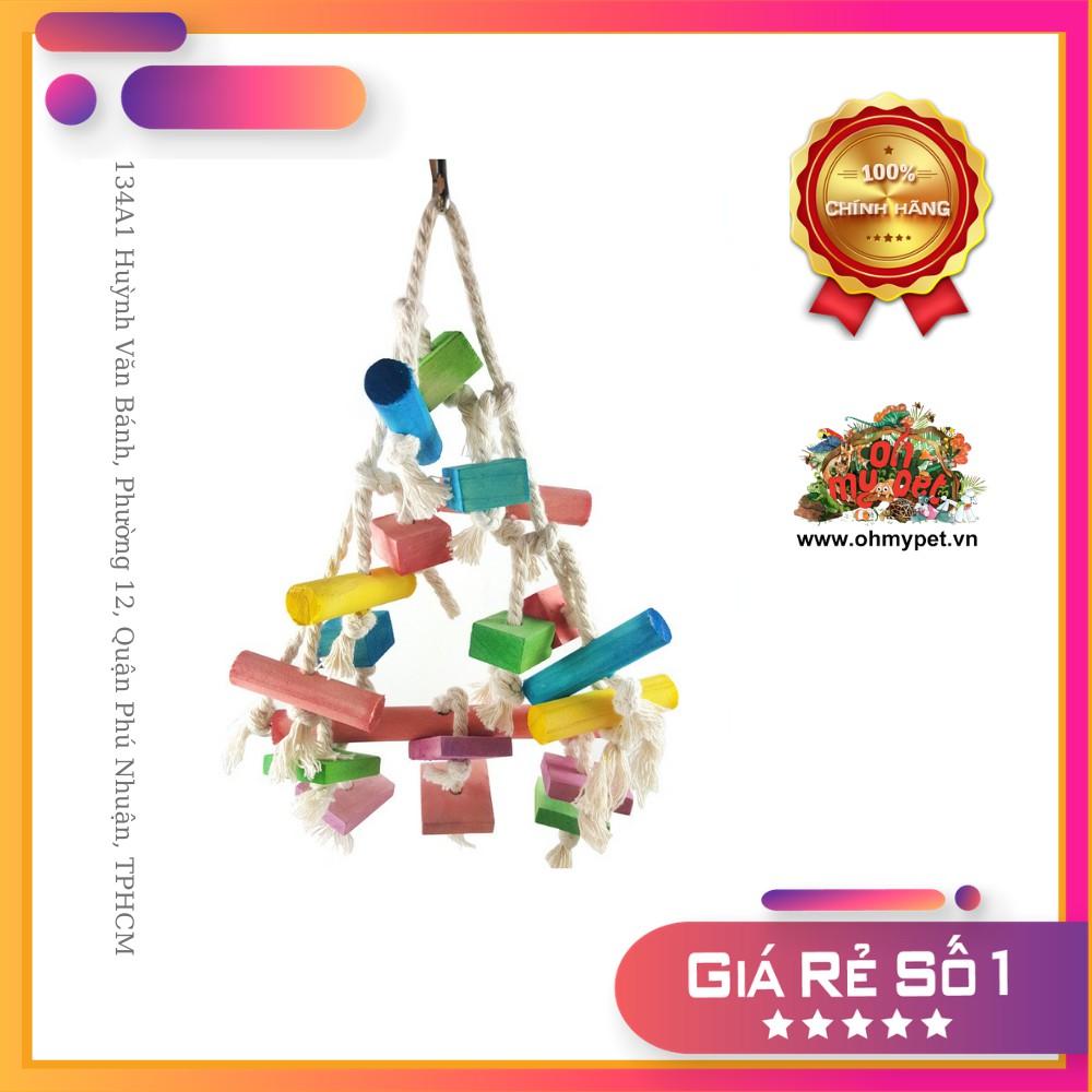 Đồ chơi bằng gỗ màu và dây thừng, ngô đồng cho chim giúp chim giảm căng thẳng