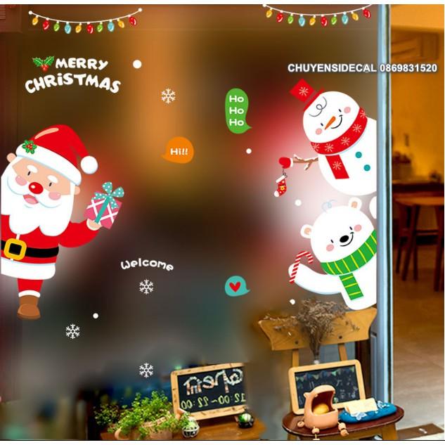 Decal trang trí tường Noel - Noel Trằng hoạt hình chào lễ vui nhộn