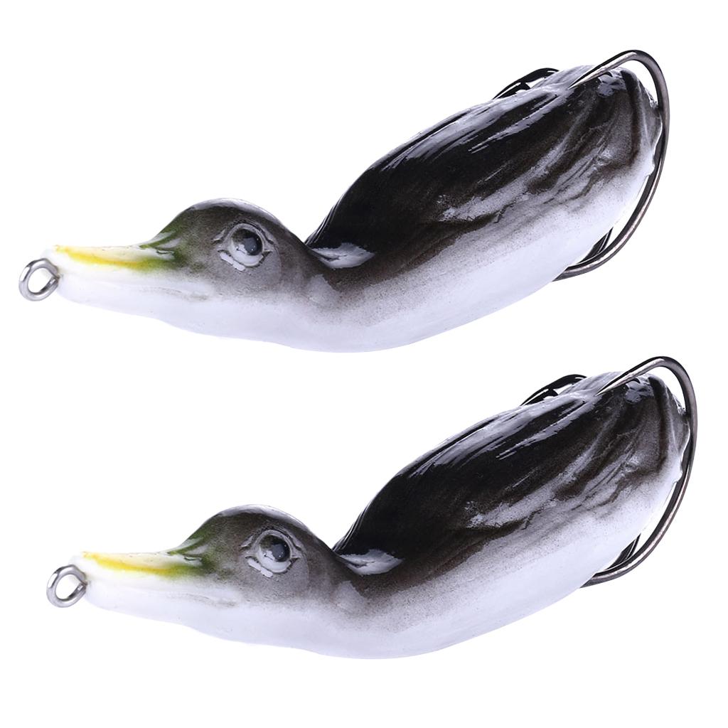 2pcs Floating Duck Lure 10.5cm Bass Bait Fishing Tackle Black