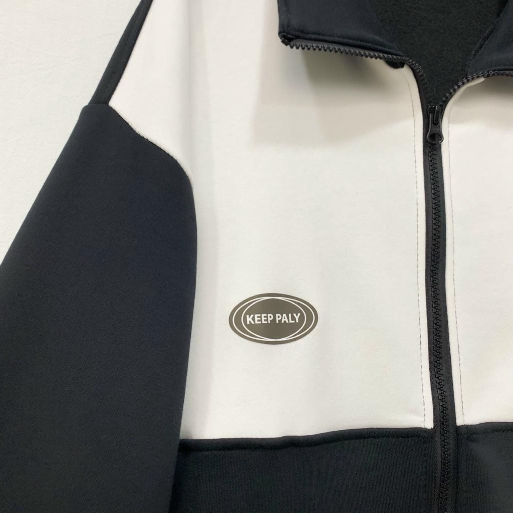 Áo Khoác Jacket PALY Form Rộng Phối Dây Kéo Vải Nỉ Bông Phong Cách Ulzzang Unisex