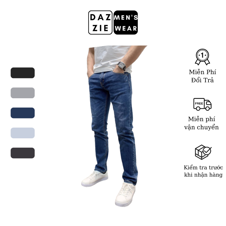 Quần Jean Nam Dài- Quần Bò Nam DazzieMenwears chất vải co dãn kiểu dáng Slimfit thời trang