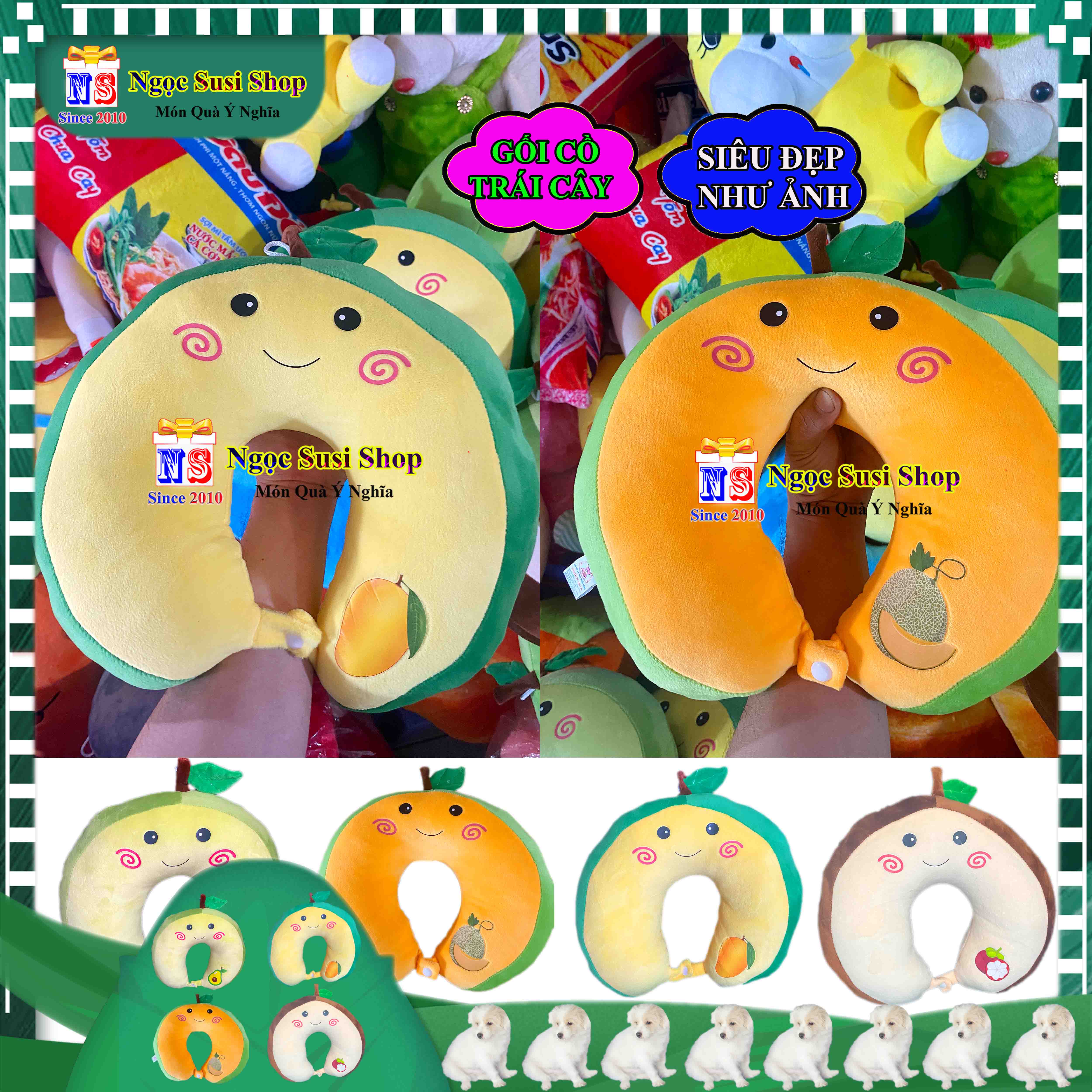 GẤU BÔNG GỐI CỔ GỐI KÊ CỔ CHỮ U HÌNH TRÁI CÂY DÙNG ĐI XE DU LỊCH CHO ĐỠ MỎI CỔ - GAIO NGẪU NHIÊN MẪU