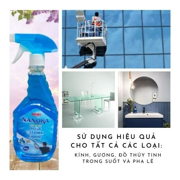 Nước lau kính Nanoka 500ml Siêu sạch, hạn chế bám bụi, không để lại vết sọc trên kính