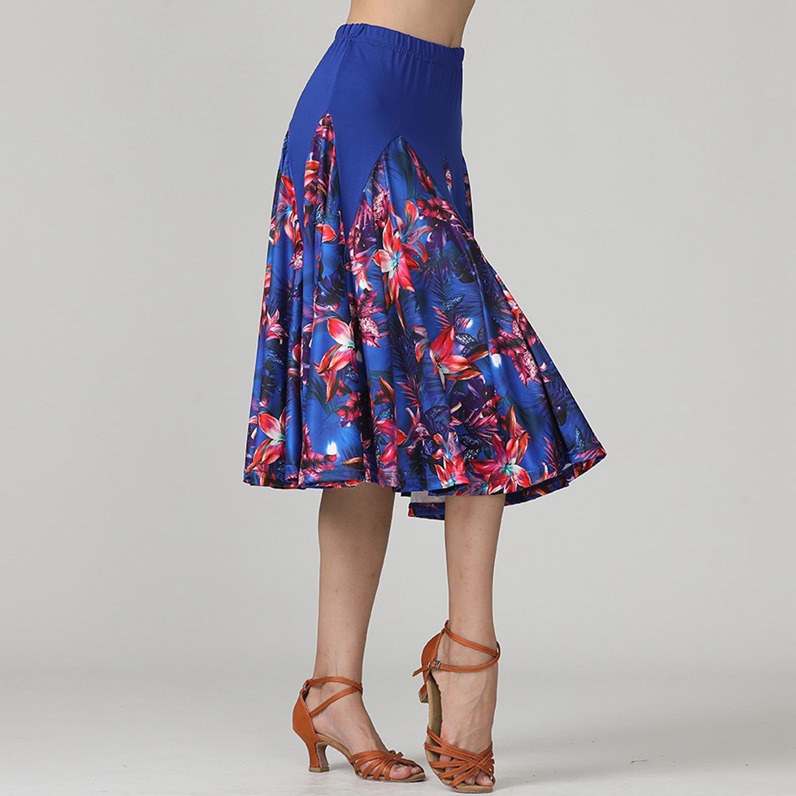 Elegant Womens Latin Ballroom Dancing Skirt Waltz Dance Party Long Swing Skirt Dress