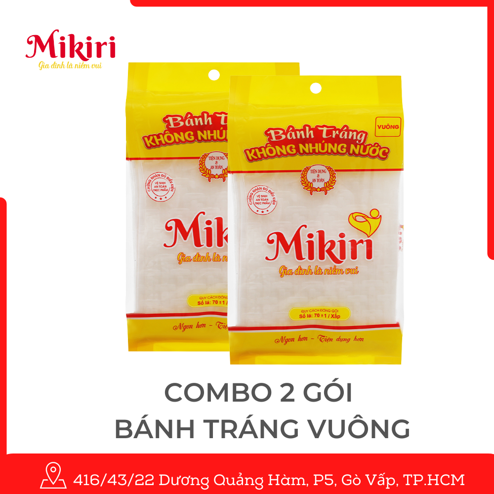 Combo 4 Bánh Tráng Không Nhúng Nước Tròn 60 lá, Vuông 70 lá