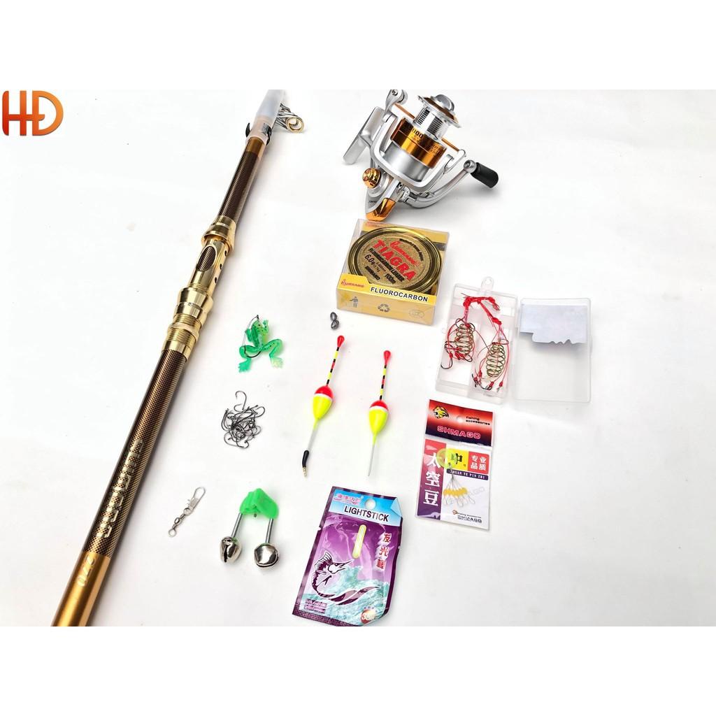 Bộ cần câu máy 2m4, 2m7, 3m0, 3m6, kèm máy kim loại và phụ kiện gfgfg