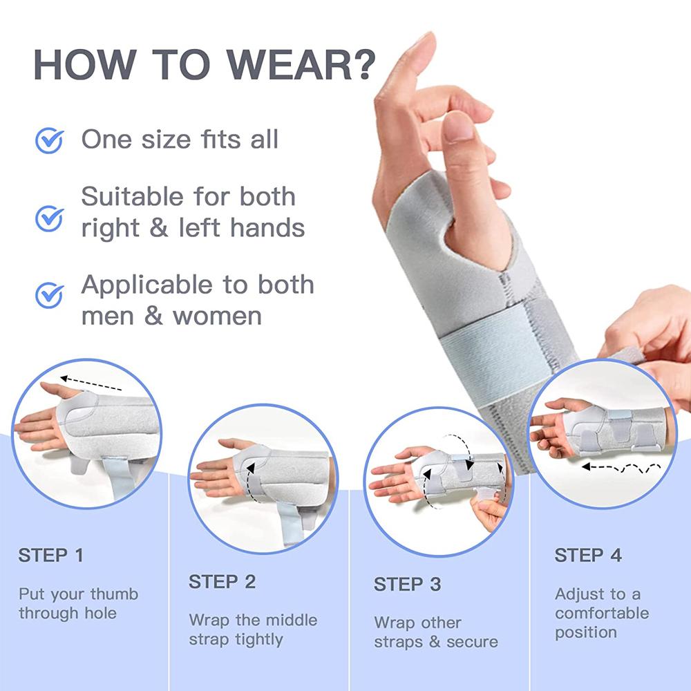 1 Chiếc Nẹp Cổ Tay Ống Cổ Tay Bảo Vệ Cổ Tay Hỗ Trợ Tay Nẹp Lòng Bàn Tay Bọc Cổ Tay Chấn Thương Gãy Cố Định Chỉnh Hình Dây Đeo Tay Color: Gray - Left Size: M
