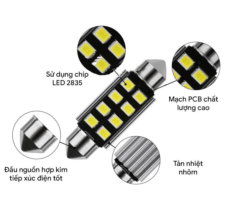 Bóng LED trần xe hơi chip 2835 festoon F2835-8