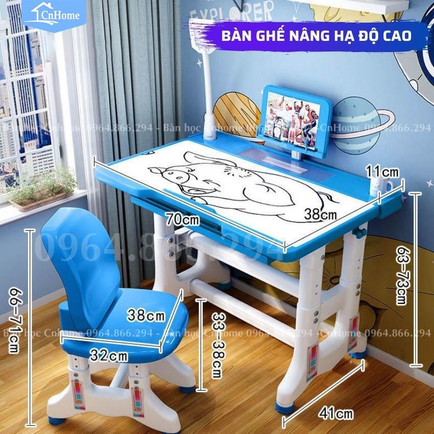 Bàn học sinh chống gù chống cận CnHome B02 bộ bàn học sinh thông minh cho bé điều chỉnh độ cao và độ nghiêng mặt bàn