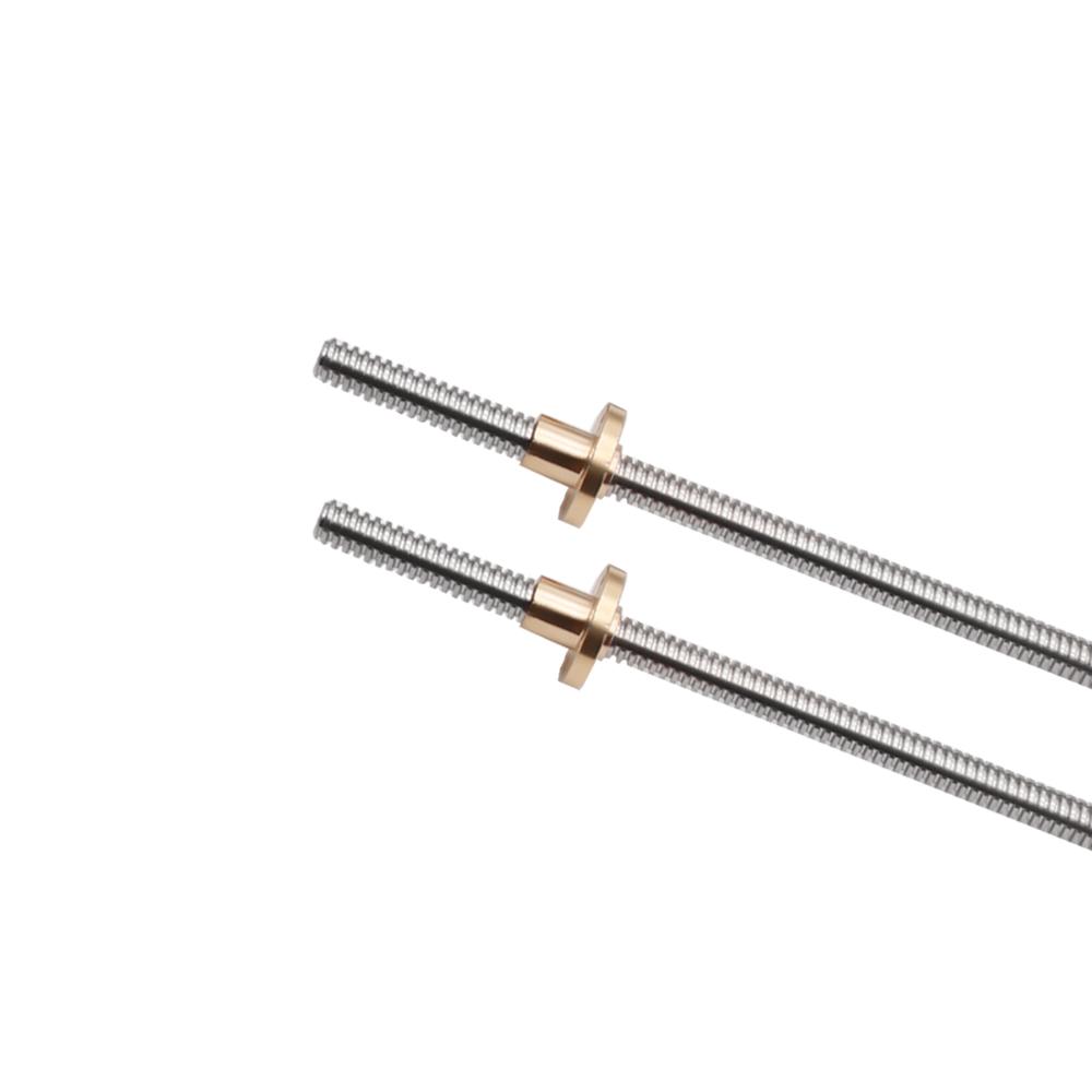 Vít Chì T8 OD 8mm 2mm Chì 2mm/8mm 150mm 200mm 250mm 300mm 330mm 350mm 400mm 500mm Với đai ốc bằng đồng thau cho máy in 3D Reprap