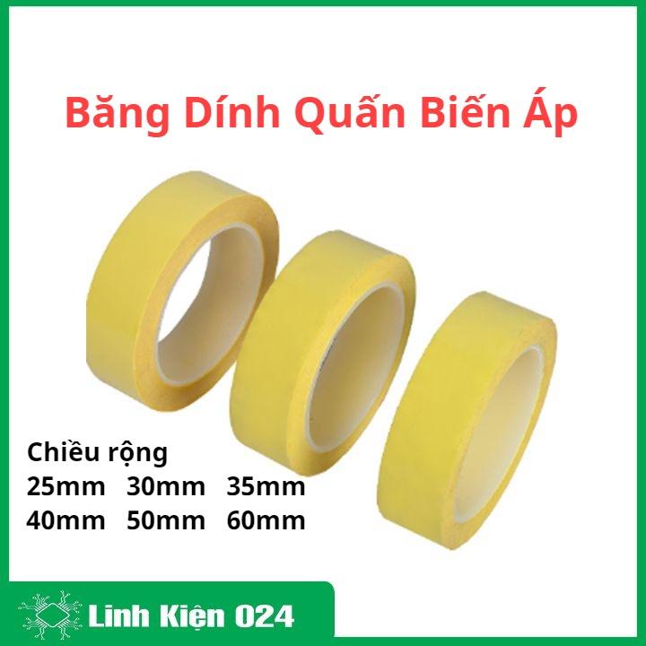 Băng dính vàng quấn biến áp xung chiều rộng 25/30/35/40/50/60mm chịu nhiệt độ cao cuộn dài 66 mét