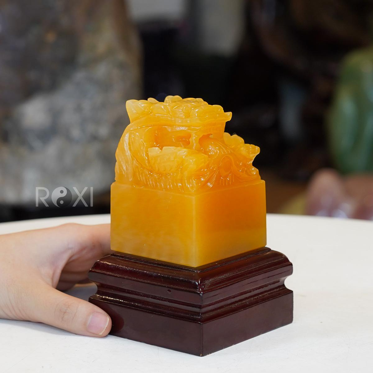 Triện Ấn - Ấn Rồng ngọc Hoàng Long 10cm