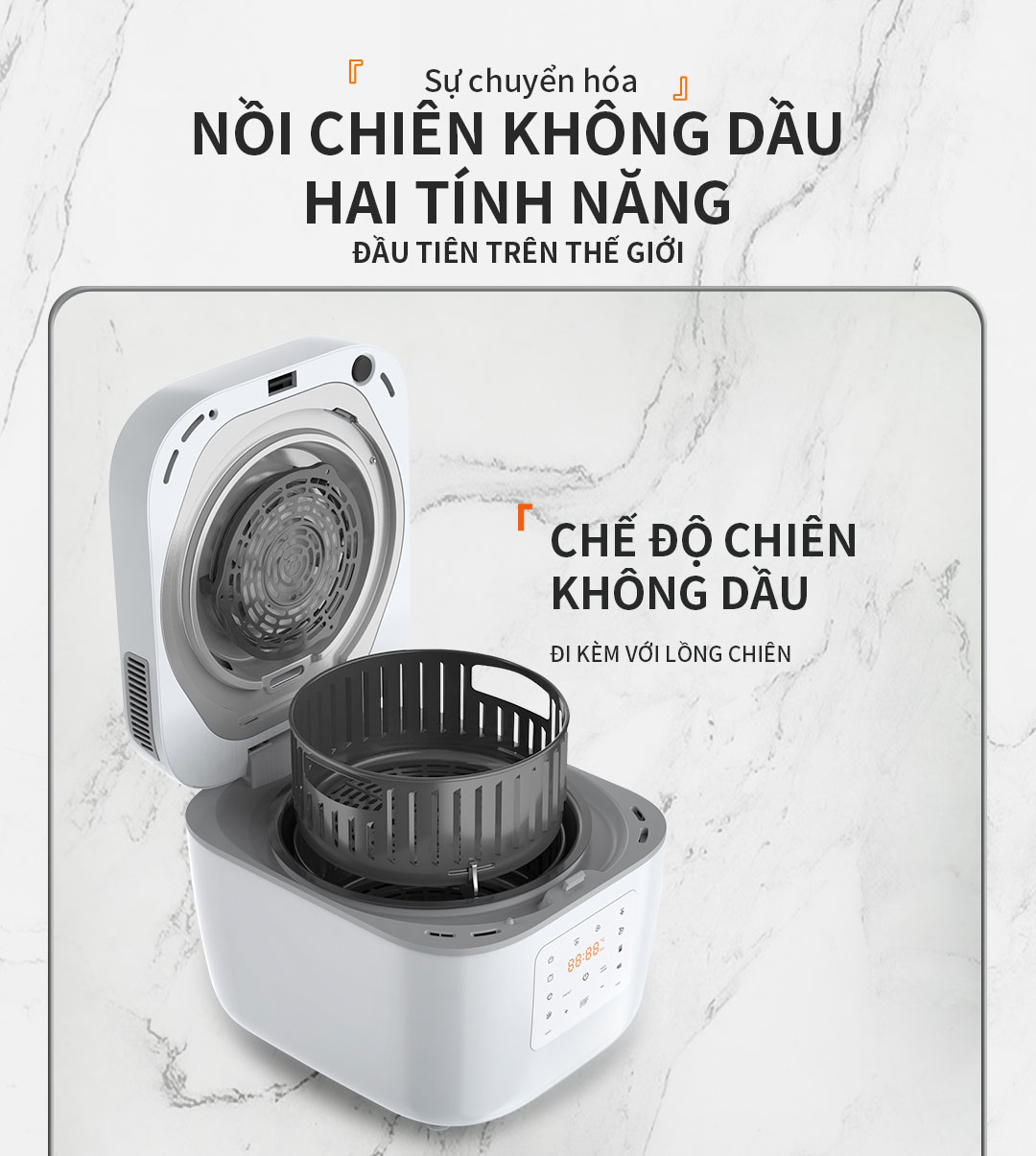 Nồi Chiên Kiêm Nồi Cơm Đa Chức Năng 6 Lít Eroc V-X1 [Hầm, Luộc, Làm Sữa Chua, Làm Bánh, Chiên Xào, Nấu Canh] Hàng Chính Hãng