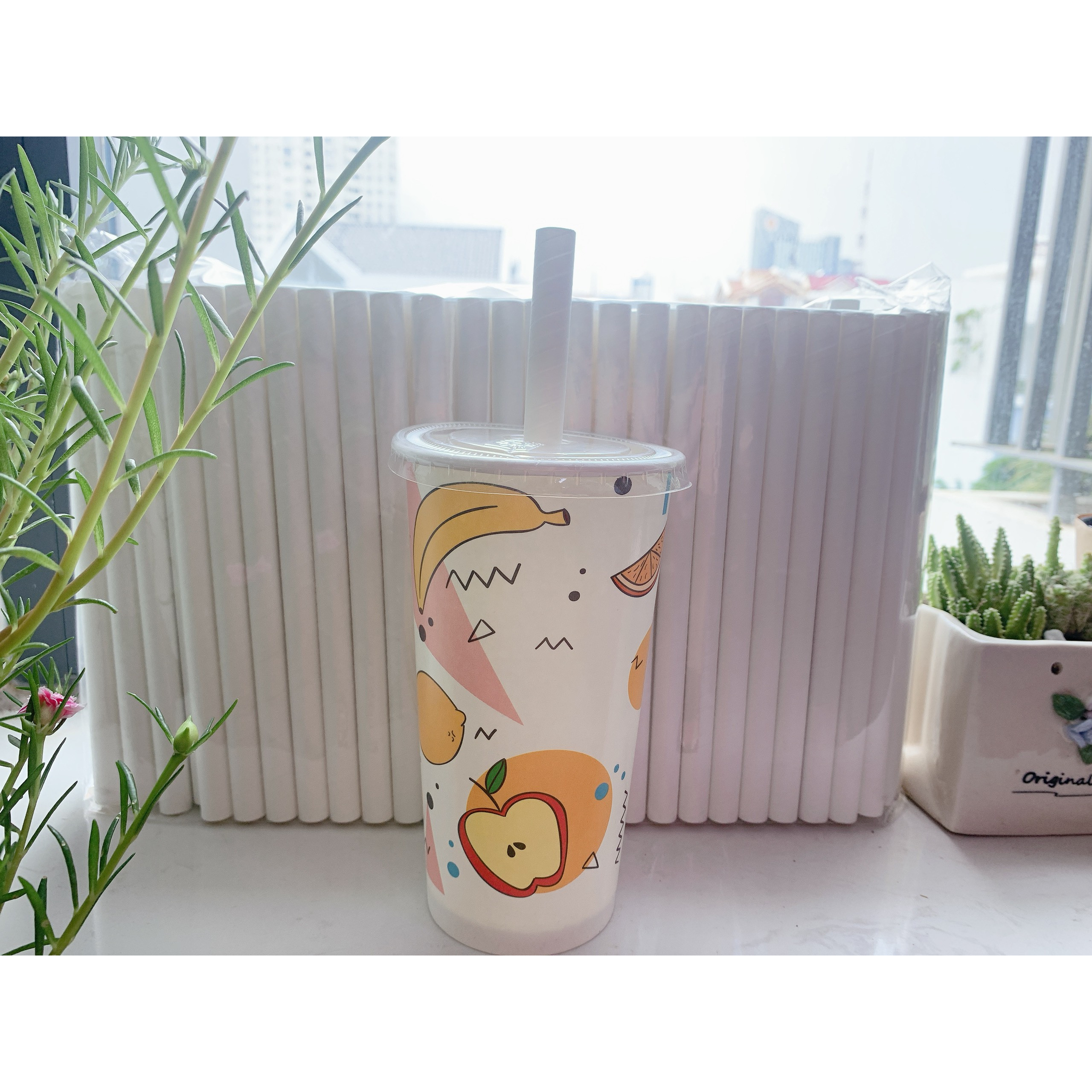 Túi 500 gram ống hút giấy Clean paper Straw size 12mm màu trắng dùng để uống trà sữa