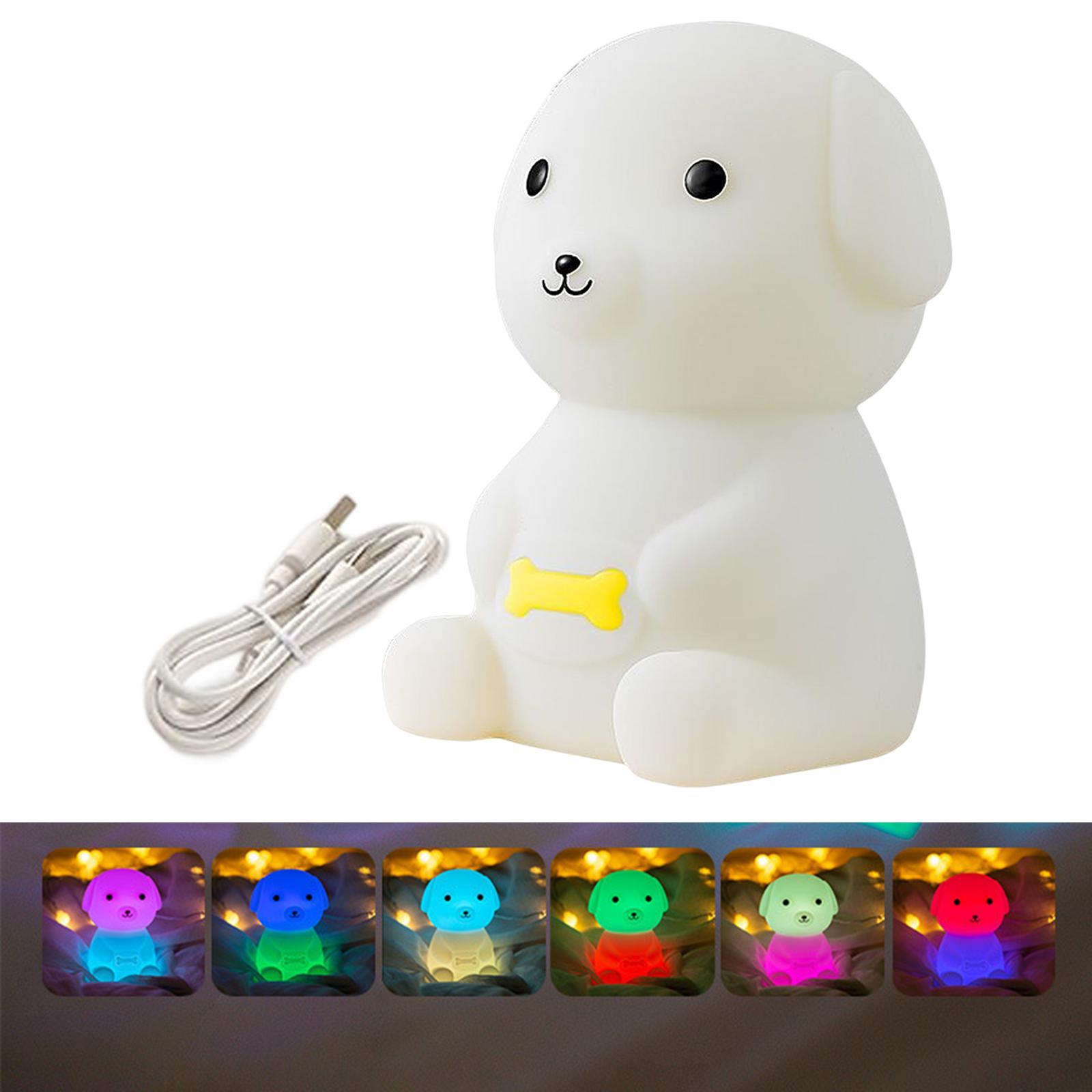 Cartoon Silicone Puppy Night Light Bedside USB Rechargeable for Kids Bedroom