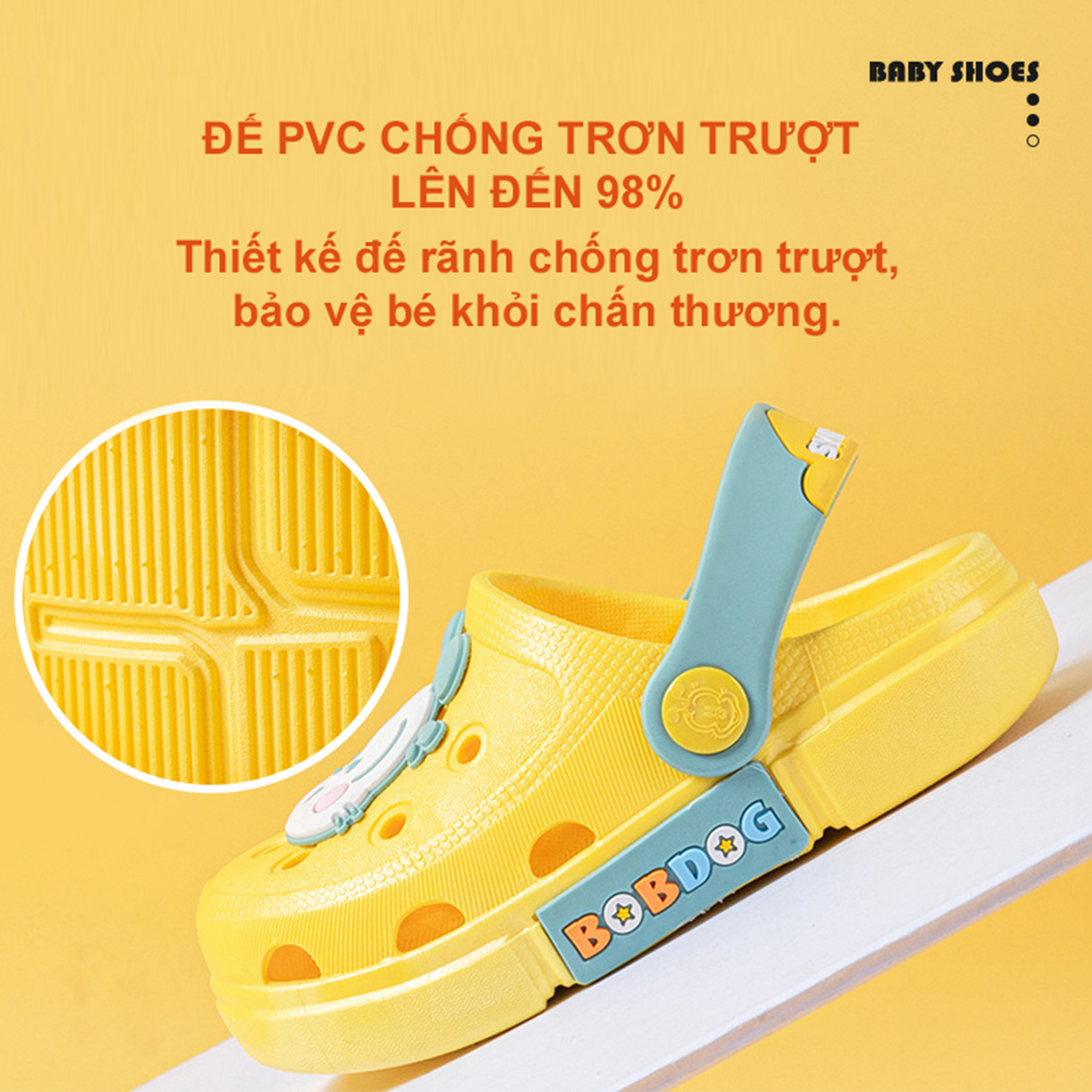 Dép Sục BobDog BD - 75A Siêu Mềm Siêu Nhẹ Chống Trơn Trượt Cho Bé Trai Bé Gái - 4 Màu Đính Sticker Mickey