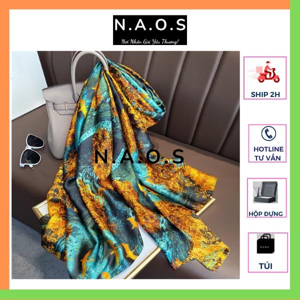 -Khăn choàng lụa dài Quảng Châu-Khăn Choàng Cổ Lụa Silk Họa Tiết Hoa Sen-Qùa tặng 20/10-quà tặng sinh