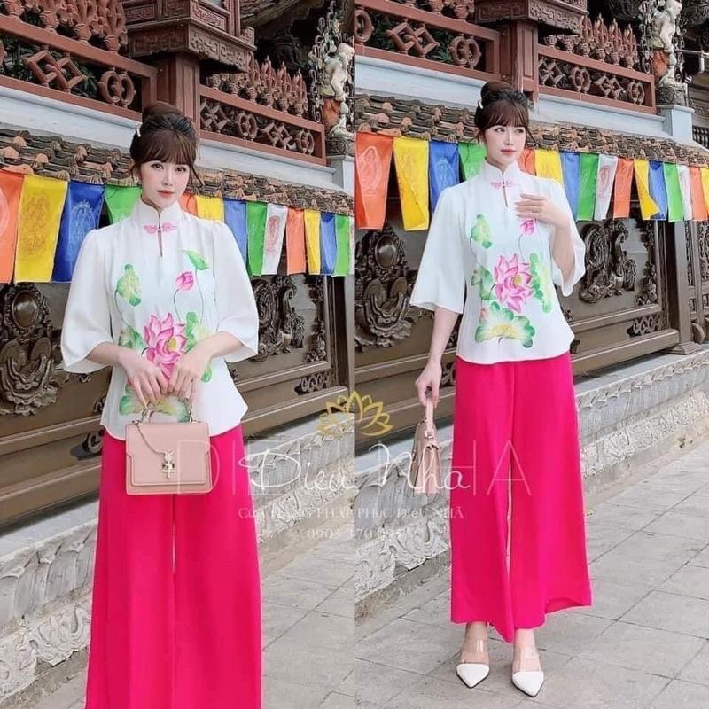 Set lam lụa tay lỡ đi chùa, đi lễ ️ Set lam đẹp giá tốt