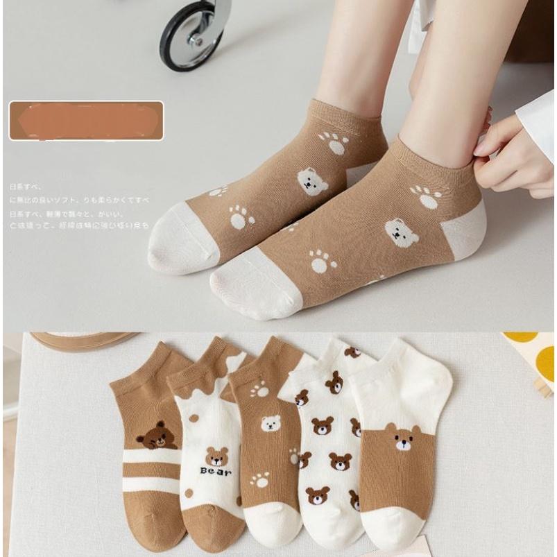 Set 10 Đôi Tất Vớ Nữ Ngắn Cổ Mix Gấu SS4 Như Ảnh