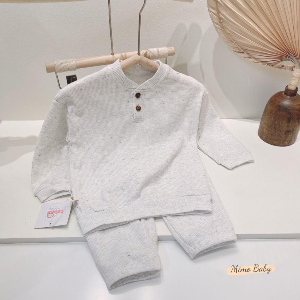 Hình ảnh Bộ quần áo dài tay cổ trụ chất liệu cotton tổ ong mùa thu đông cho bé QA48 Mimo Baby