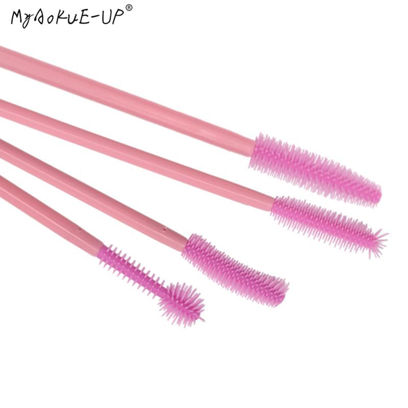 200 Cái/lốc Đầy Đủ Silicon Hồng Kẹp Mi Eyelash Bàn Chải Cho Cây Nối Mi Trang Điểm Mắt Lash Mascara Hoa Dây Applicator