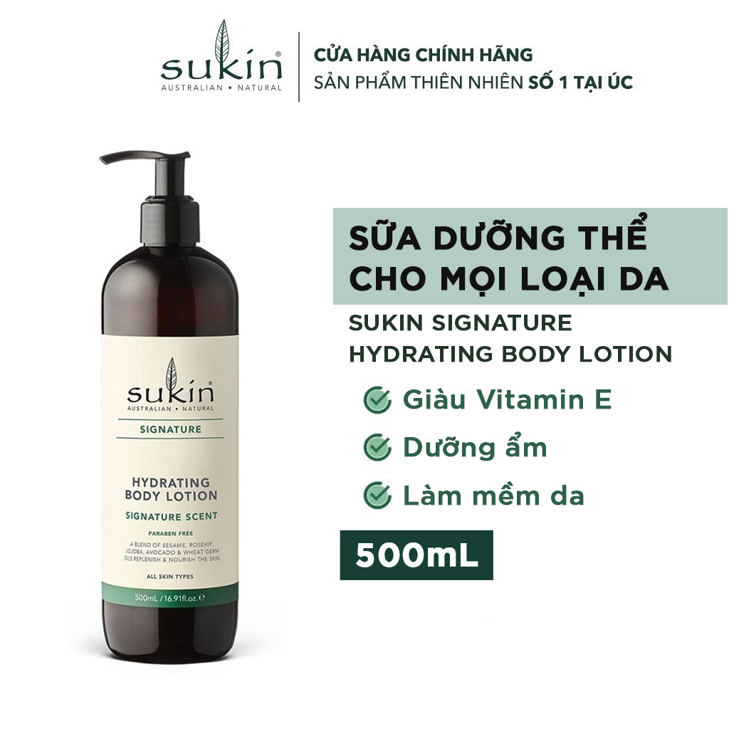 Sữa dưỡng thể cấp ẩm Sukin Hydrating Body Lotion Signature Scent 500ml