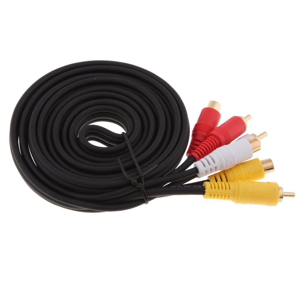 1.8m 3 RCA to 3 RCA Male to Female Audio Video Extension Cable Cord for TV