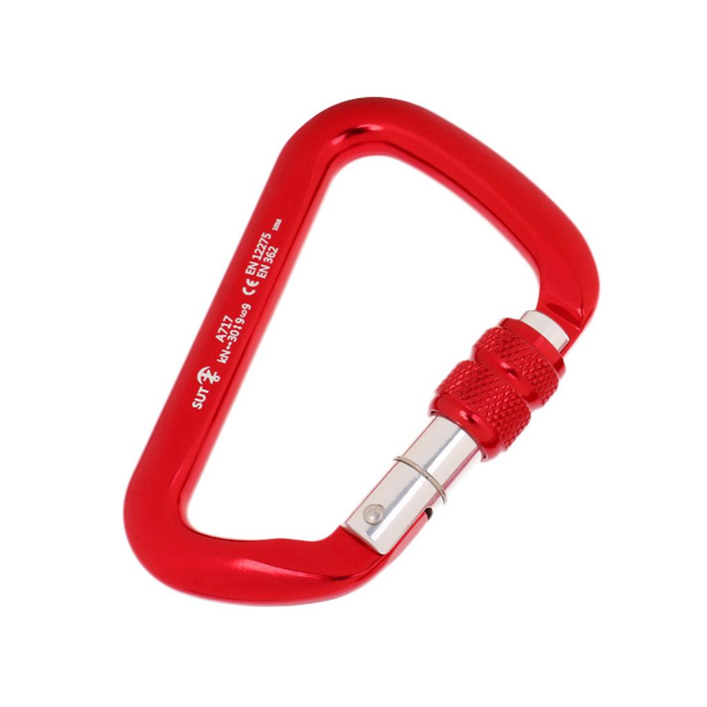 30KN 6720LB Aluminum Alloy D Shape Screw Locking Climbing Carabiner